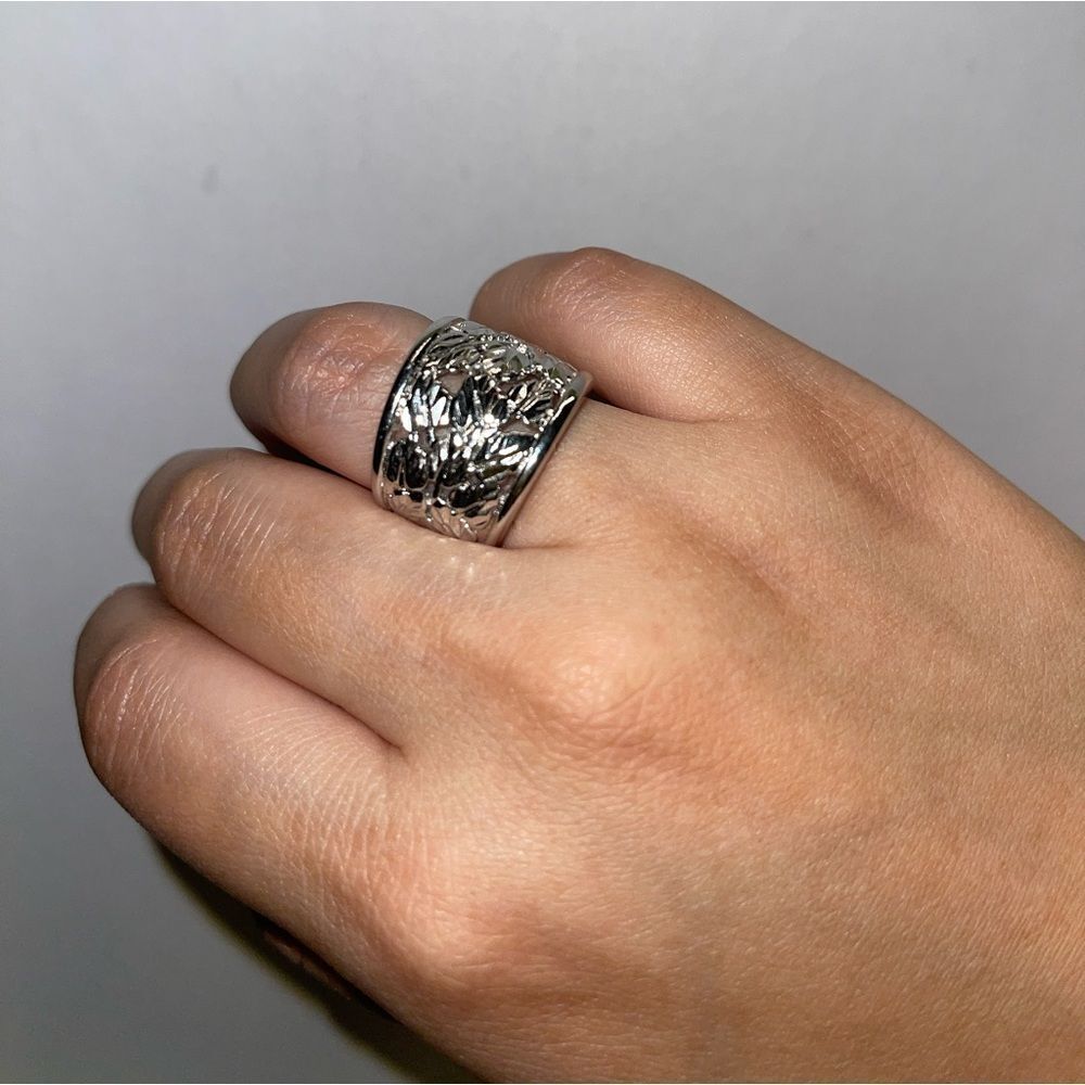 Heavy Sterling Silver Filigree Bold Statement Jewelry 925 size 5.5 size ring